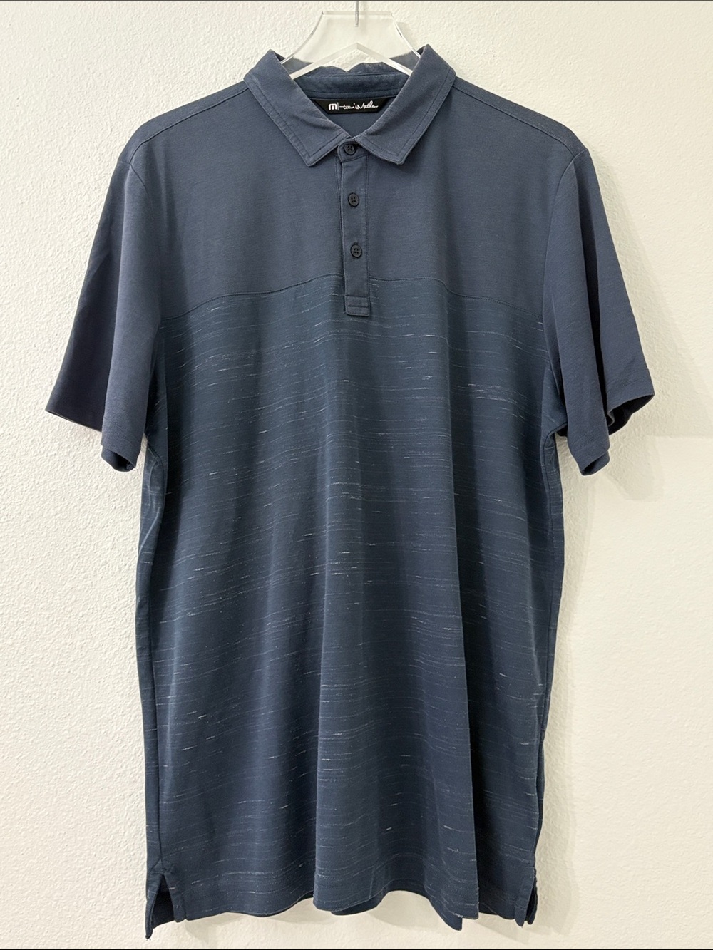 Travis Mathew Men's Dark Navy Polo with Subtle Texture